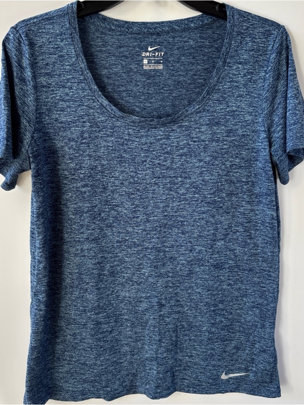 Nike Women's Dri-Fit Short Sleeve Shirt, Heathered Blue, Medium